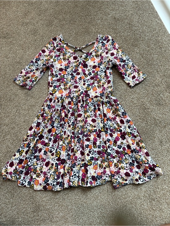 Dot Dot Smile Other - Girls Floral Fit-and-Flare Dress in White with Multi-Color Flowers